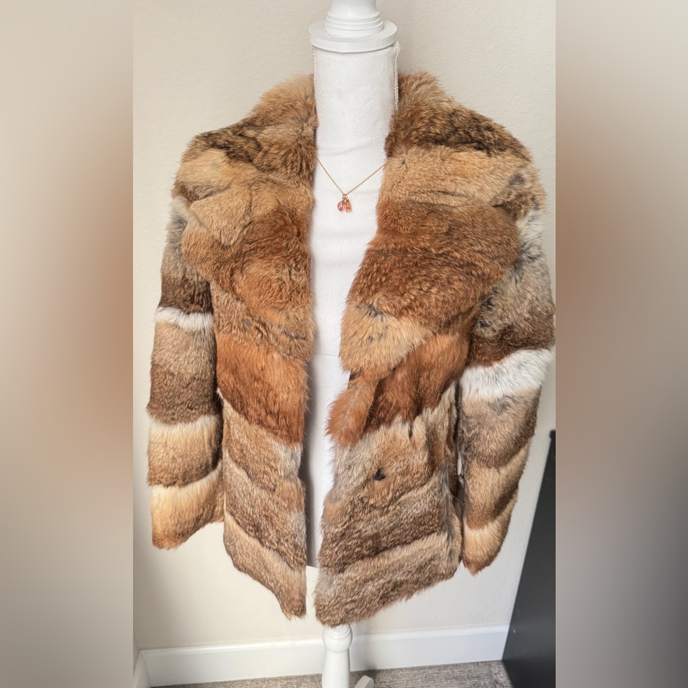 Elegant Women's Tan and Brown Fur Jacket